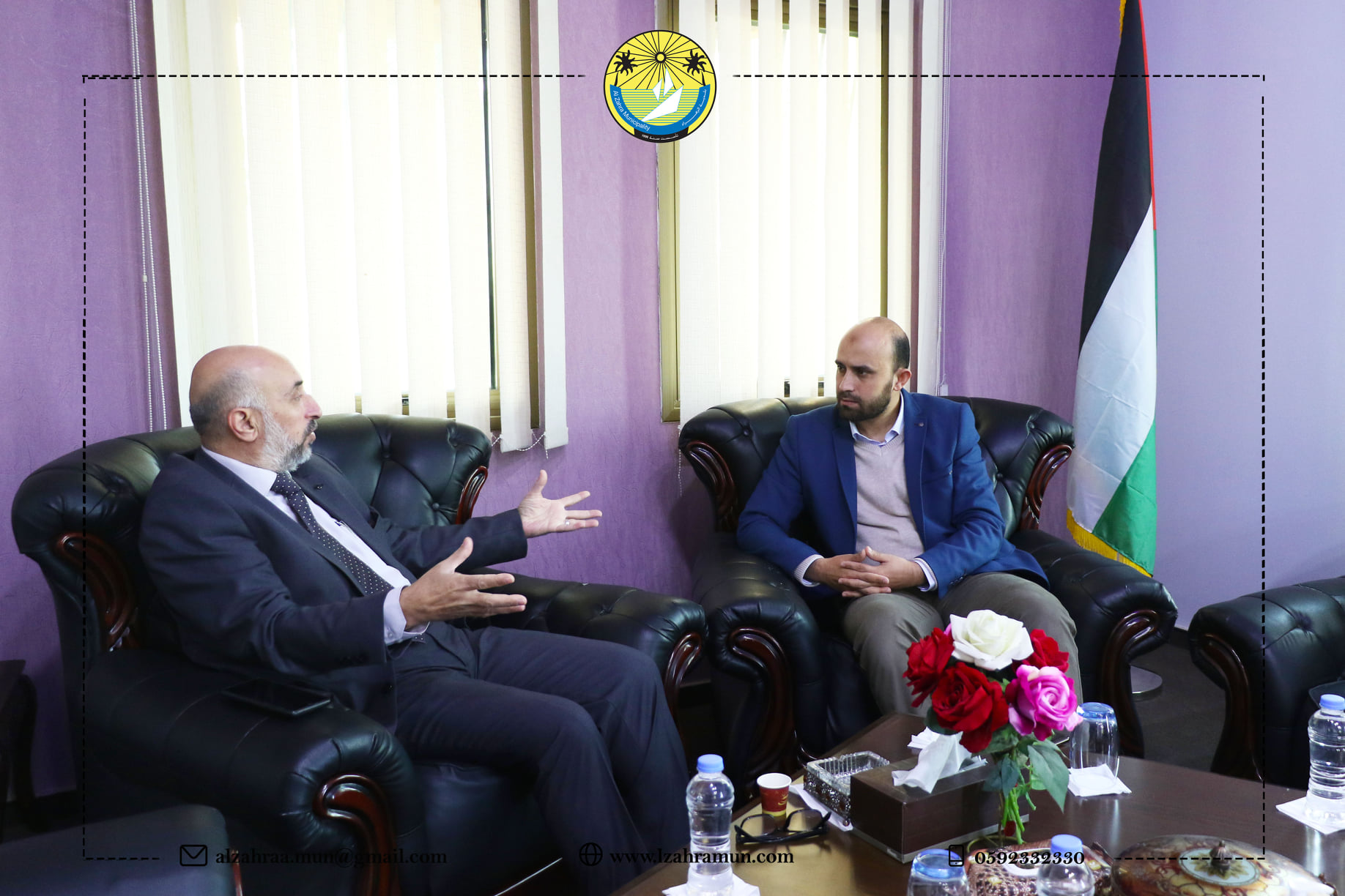 رئيس بلدية الزهراء أ.مروان حمد يبحث مع رئيس بلدية المغراقة أ.نضال أبوكميل استمرار التعاون المشترك.